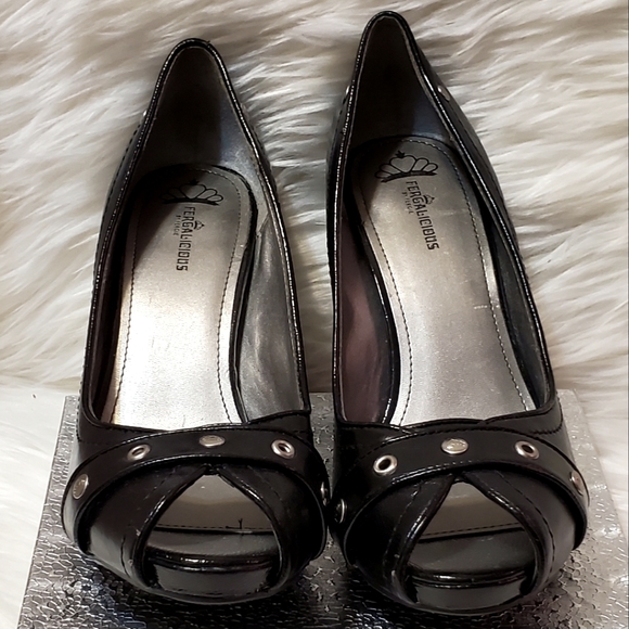 Fergalicious by FERGIE Black open-toe Heels Size 7 - Picture 12 of 12